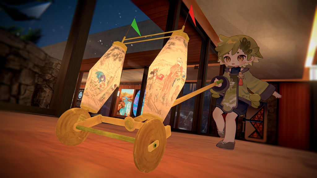 【VRChatワールド用】滚灯车 一个可以推着玩的灯笼车 世界用物件