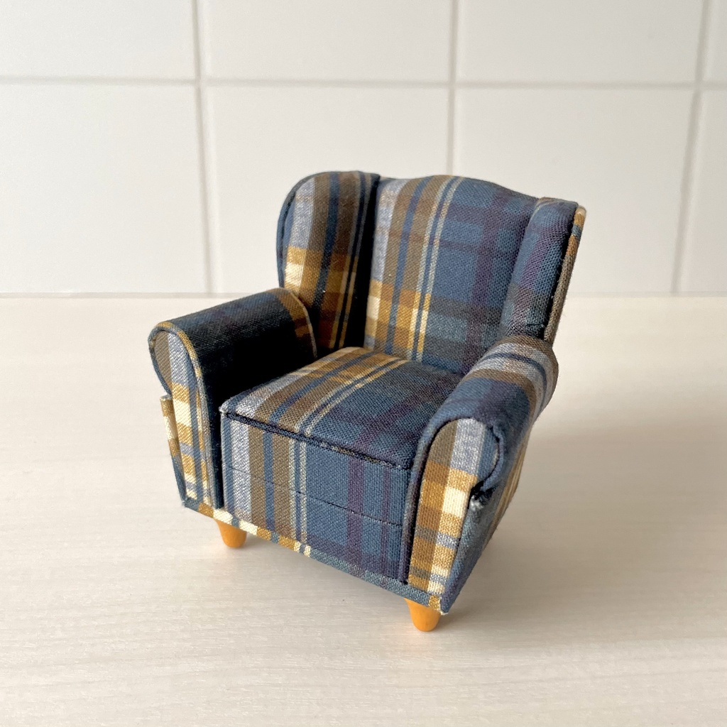 1/12 1人掛けソファ ブルーチェック