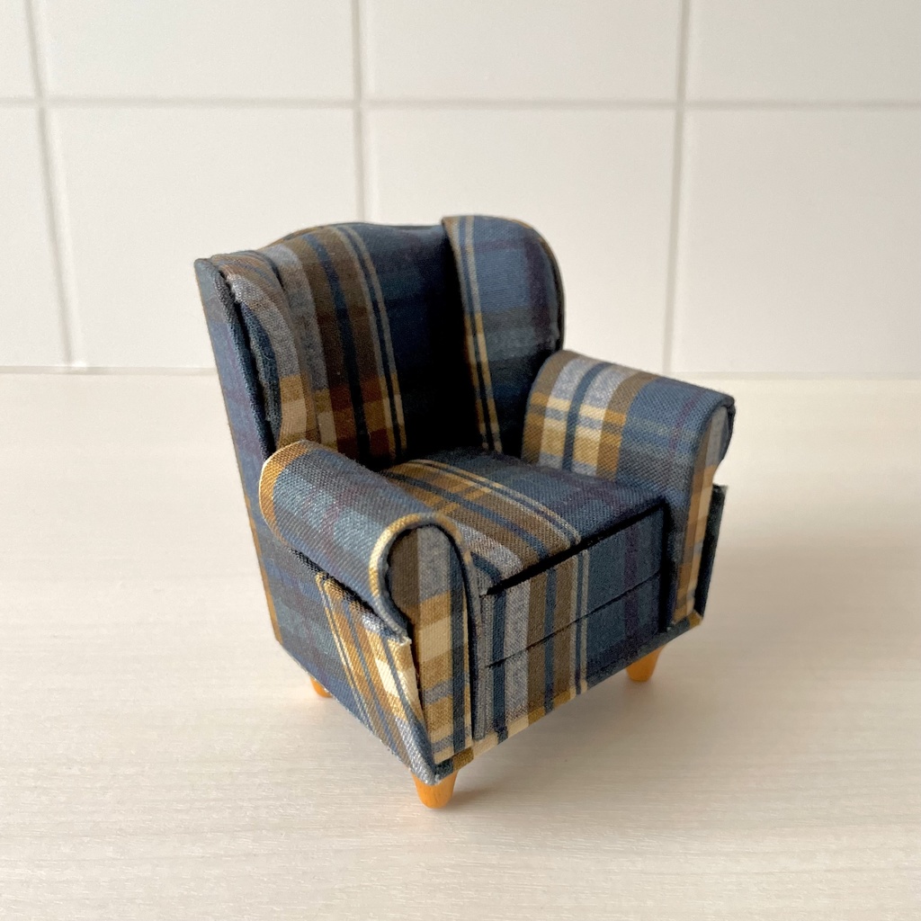 1/12 1人掛けソファ ブルーチェック