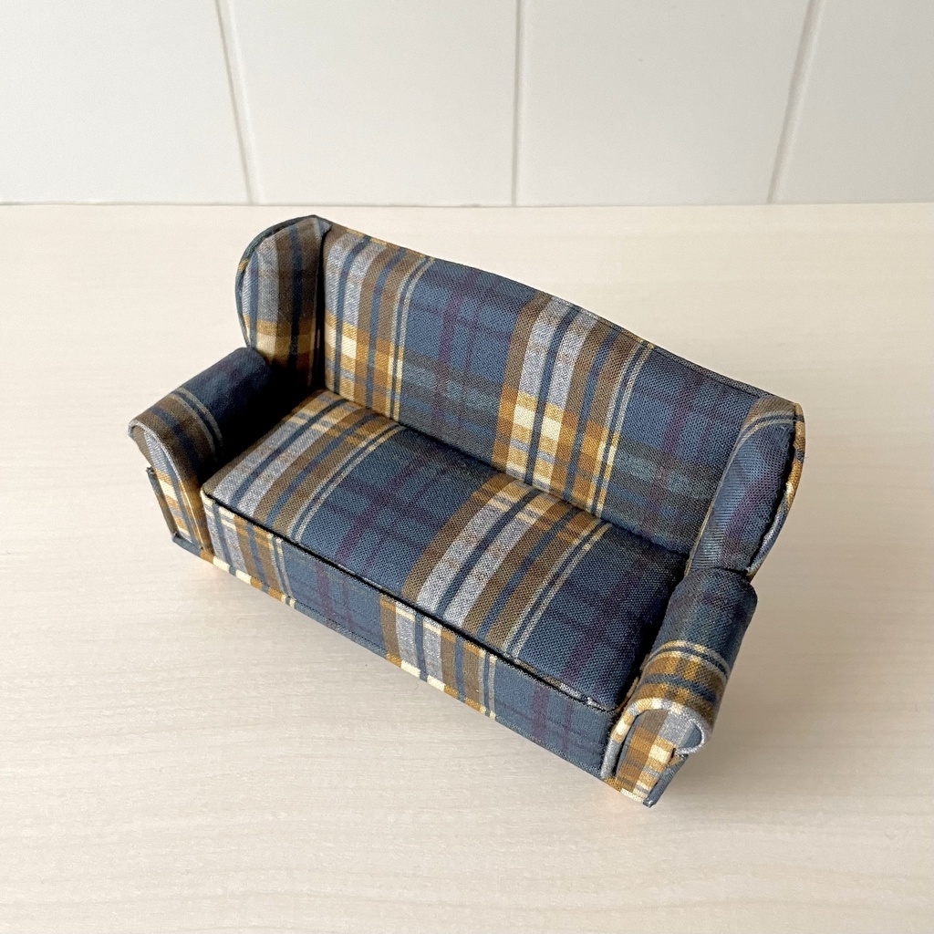 1/12 ソファ 2人掛け ブルーチェック