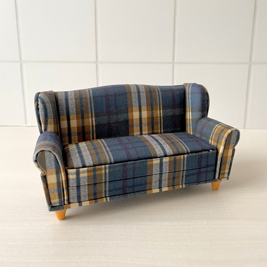 1/12 ソファ 2人掛け ブルーチェック