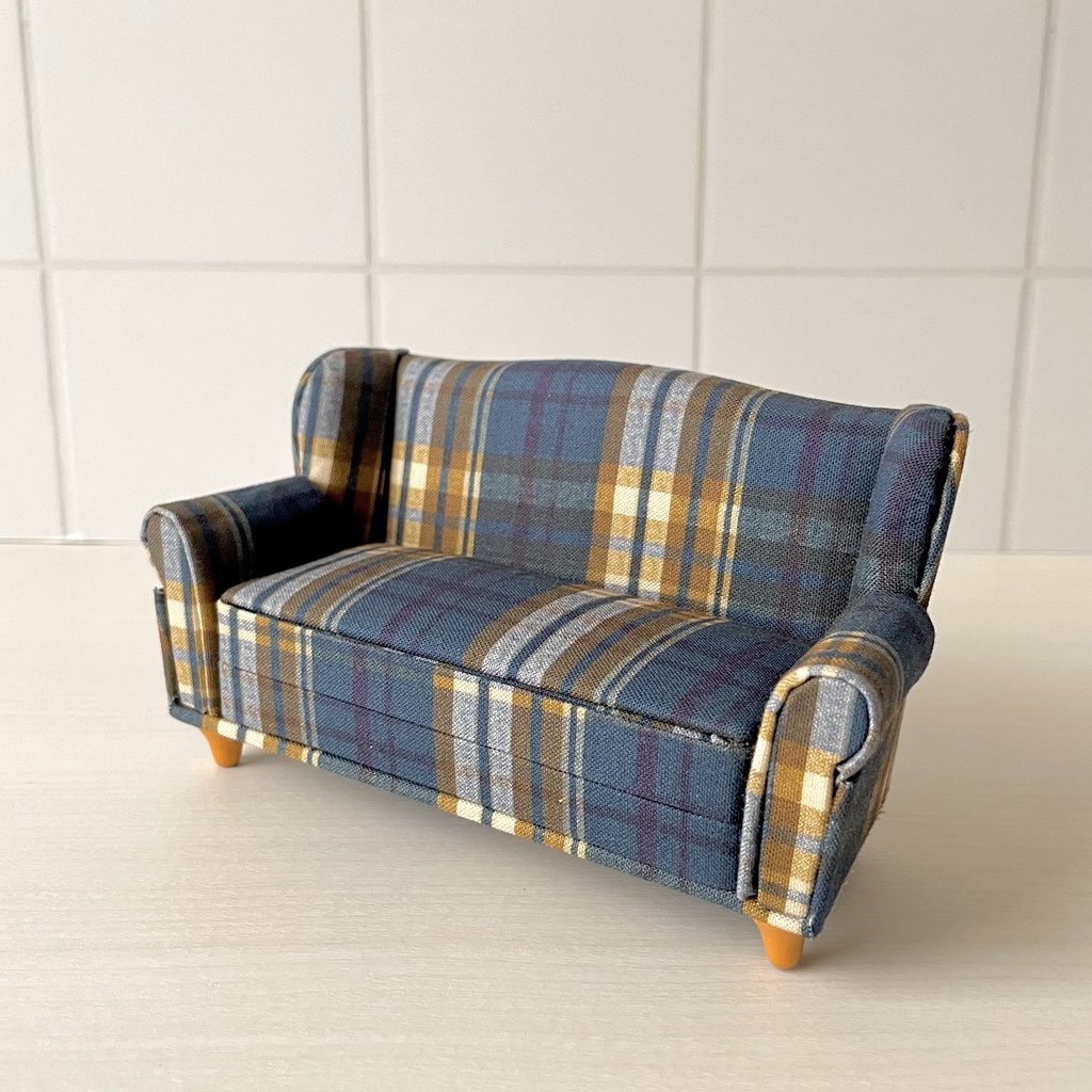 1/12 ソファ 2人掛け ブルーチェック