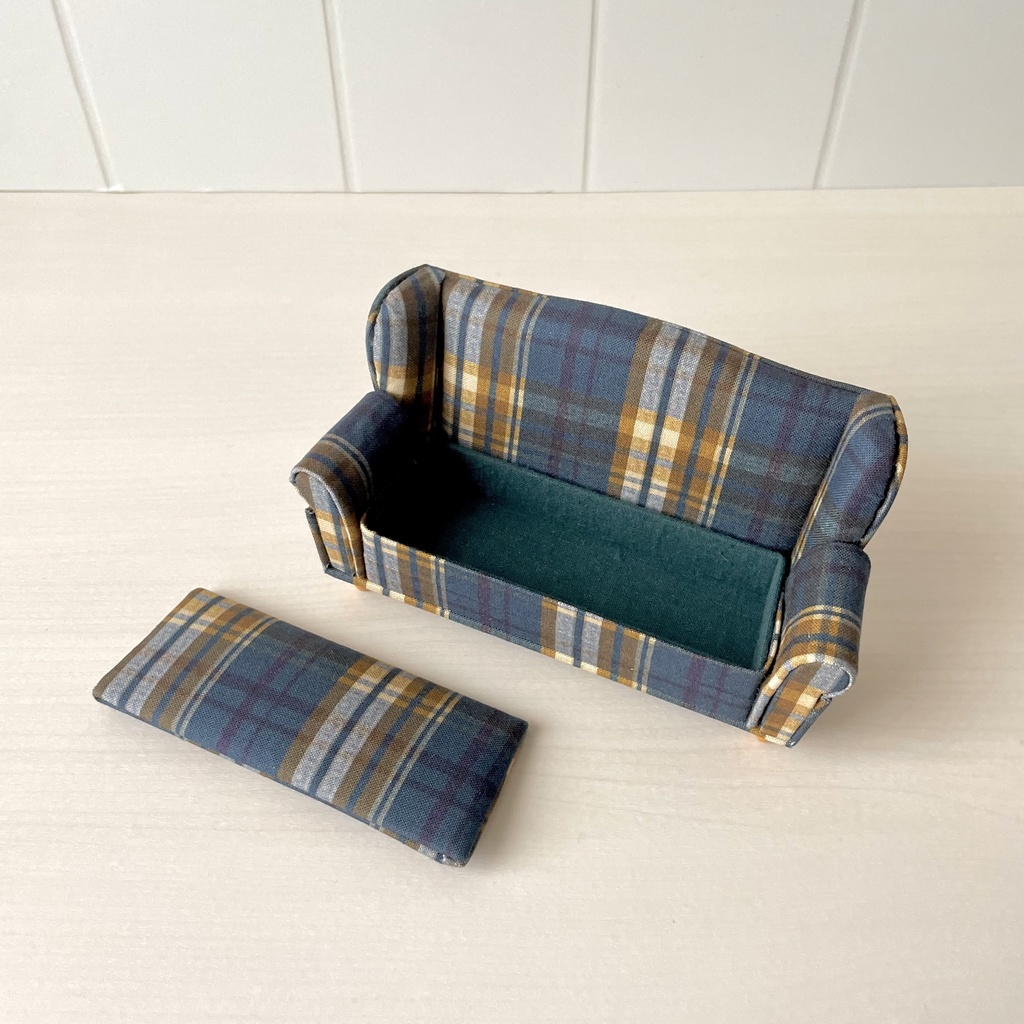 1/12 ソファ 2人掛け ブルーチェック