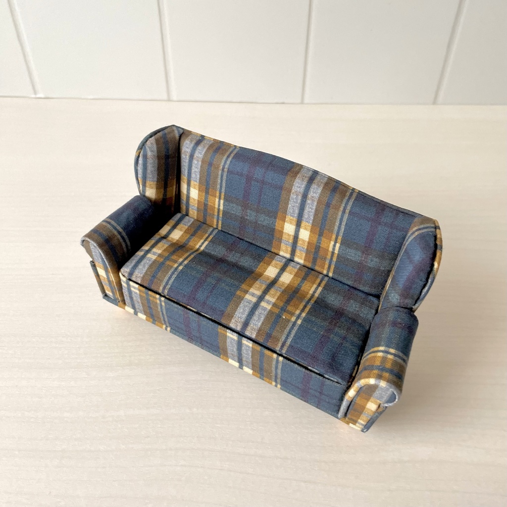 1/12 ソファ 2人掛け ブルーチェック