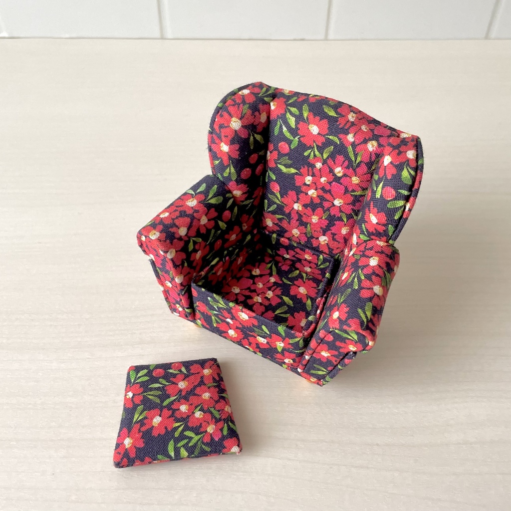 1/12ソファ 1人掛け ピンクフラワー