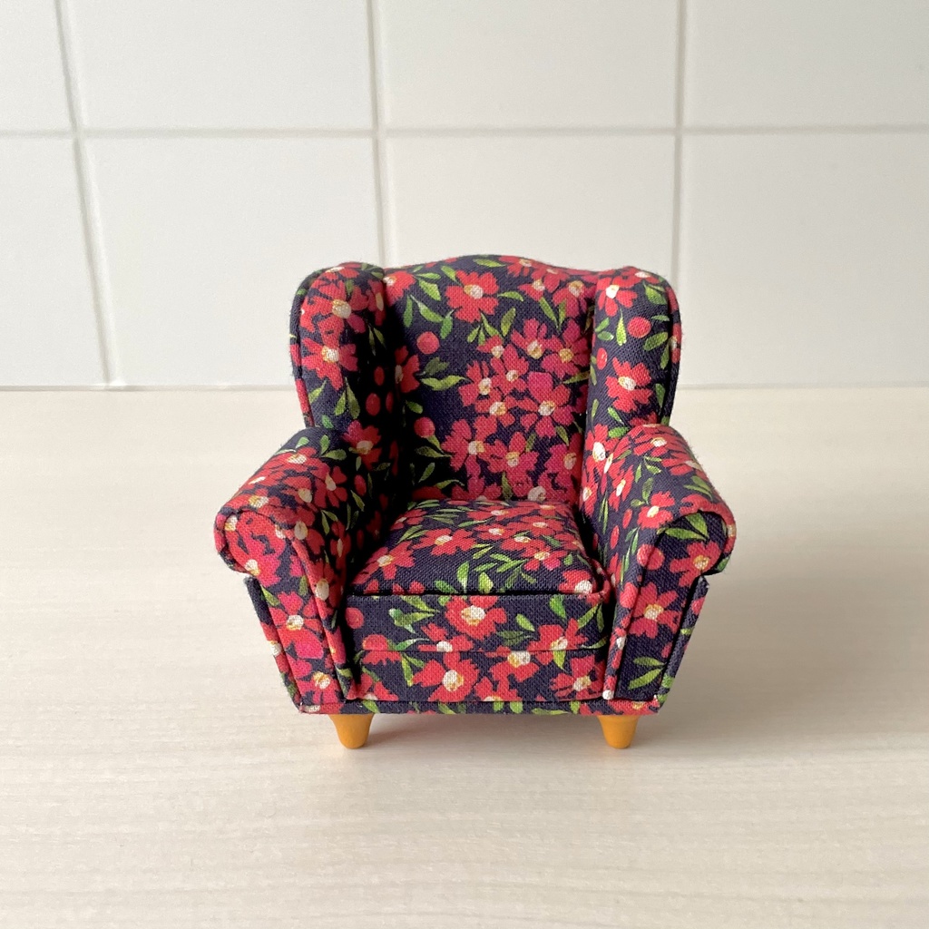 1/12ソファ 1人掛け ピンクフラワー