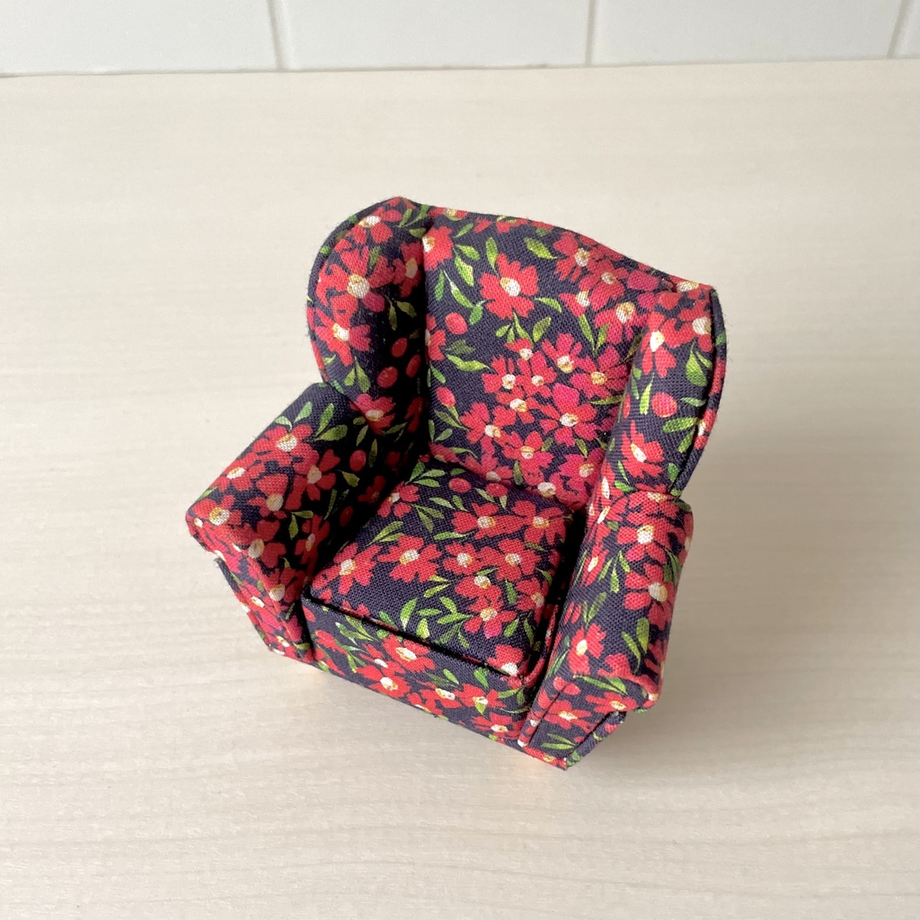 1/12ソファ 1人掛け ピンクフラワー