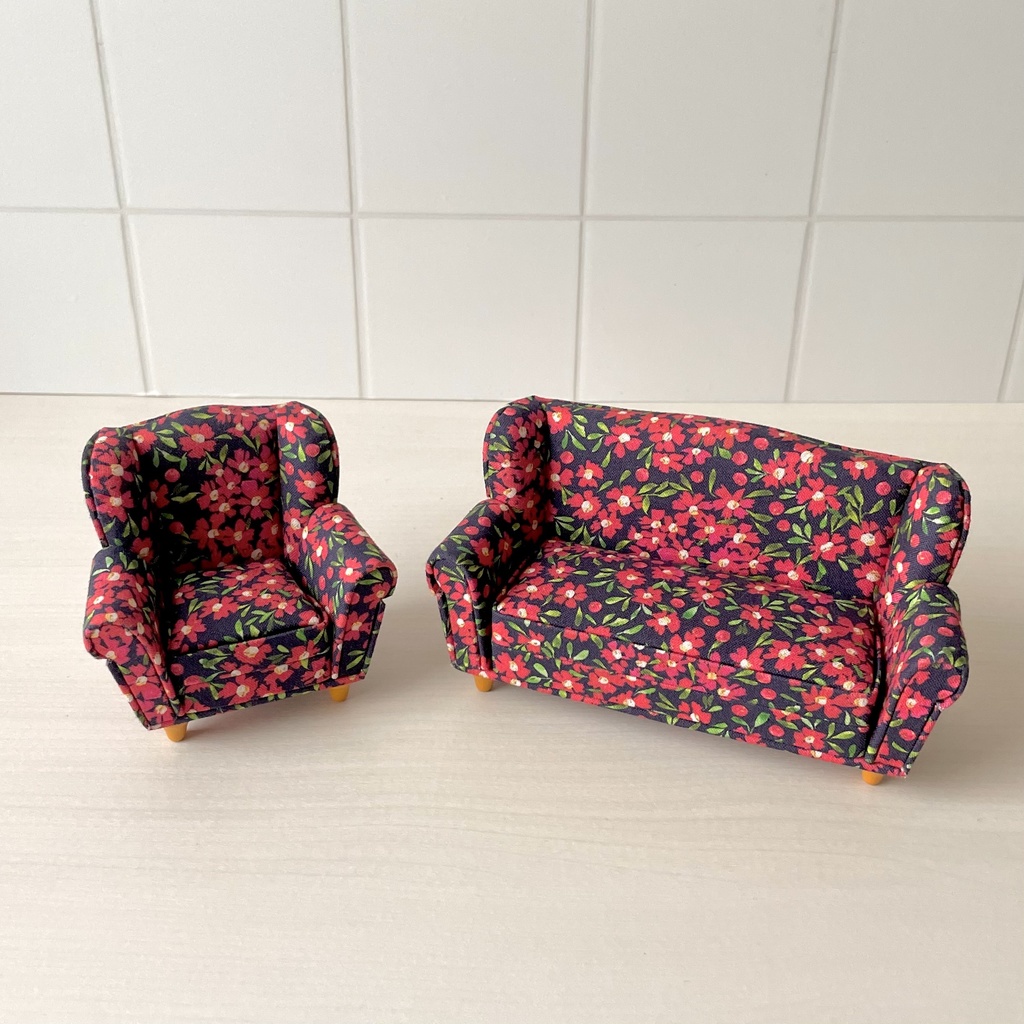 1/12ソファ 1人掛け ピンクフラワー