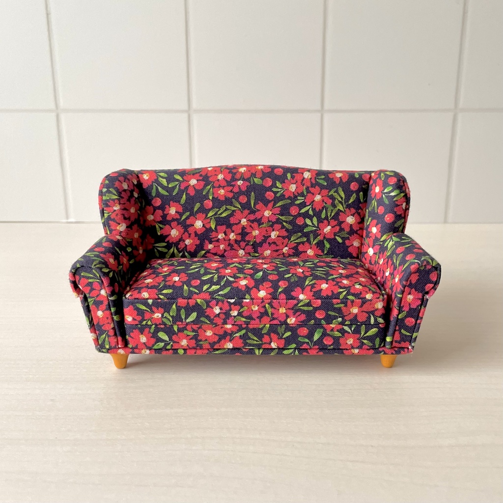 1/12 ソファ　2人がけ　ピンクフラワー
