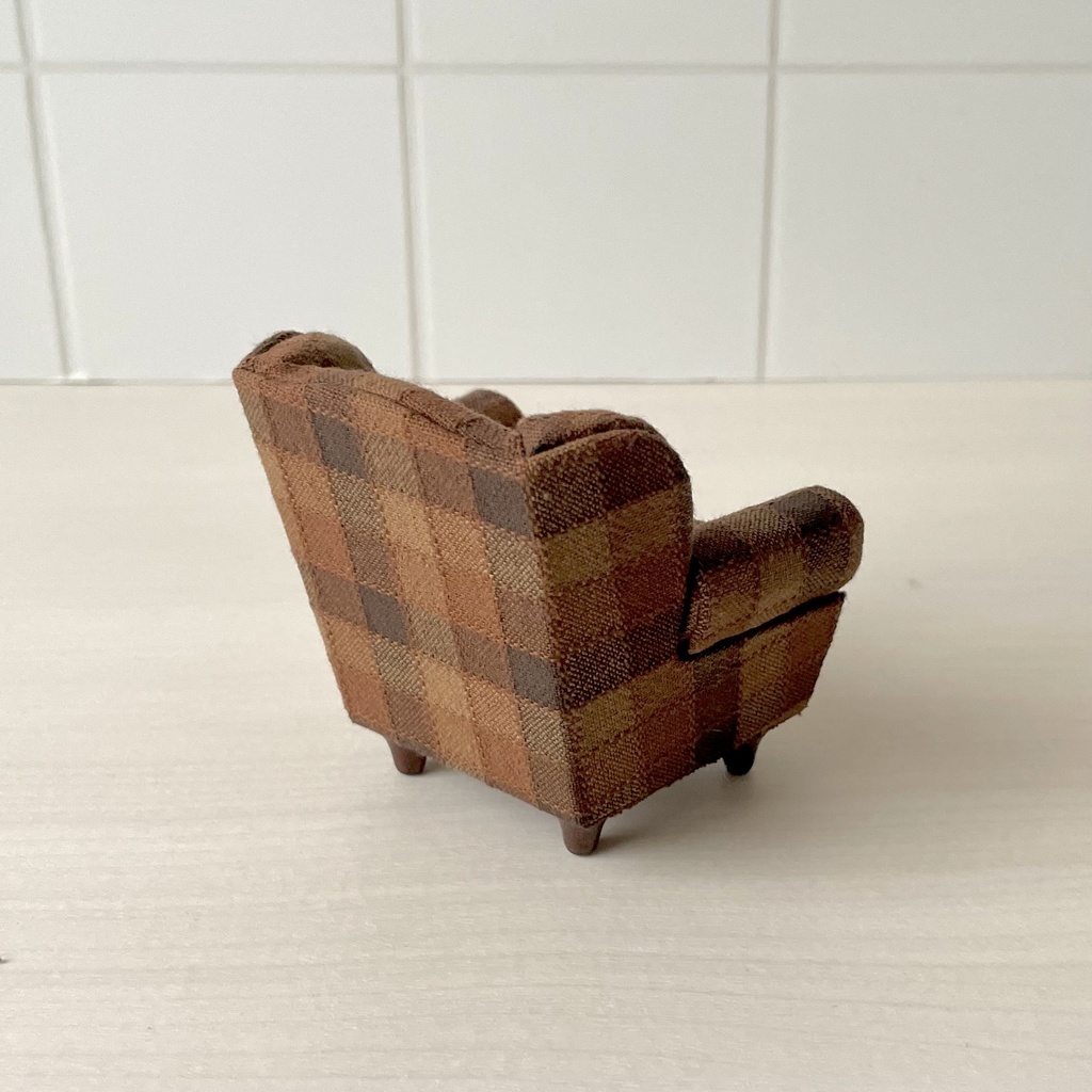 1/12 ソファ 1人掛け ブラウンチェック