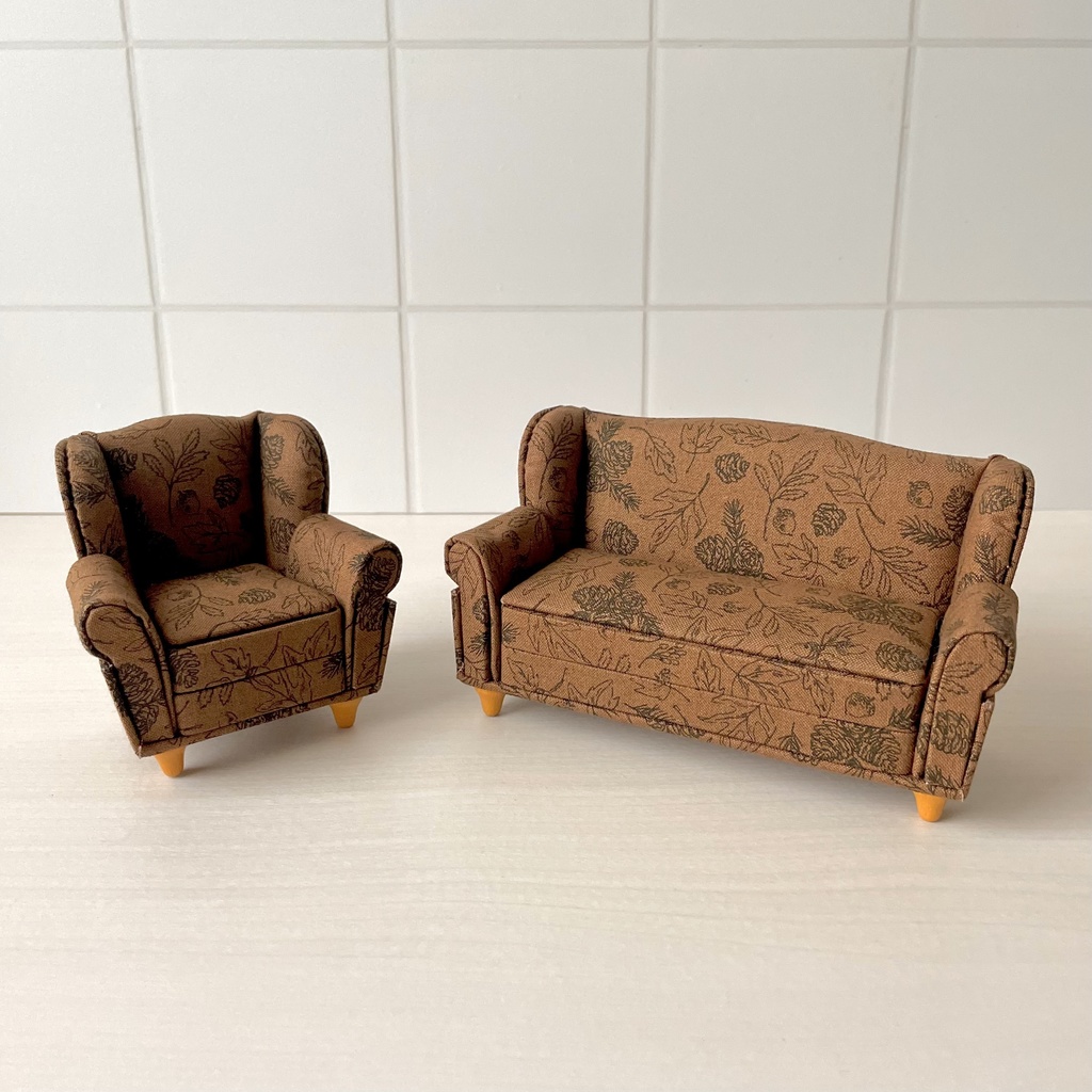 1/12 ソファ 1人掛け ブラウンフラワー