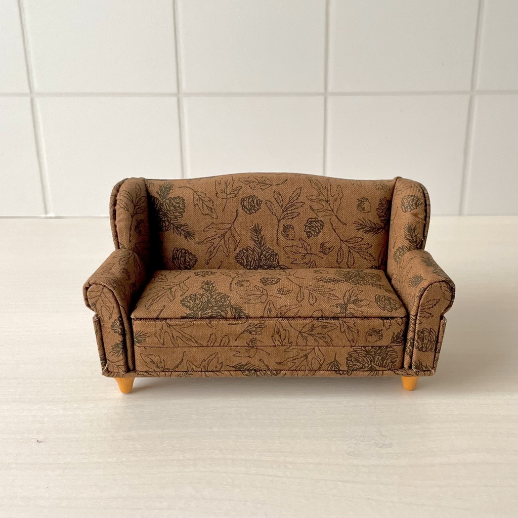 1/12 ソファ　2人掛け　ブラウンフラワー