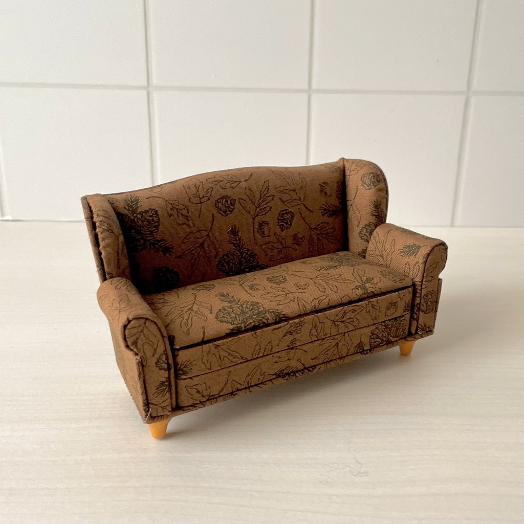 1/12 ソファ 2人掛け ブラウンフラワー