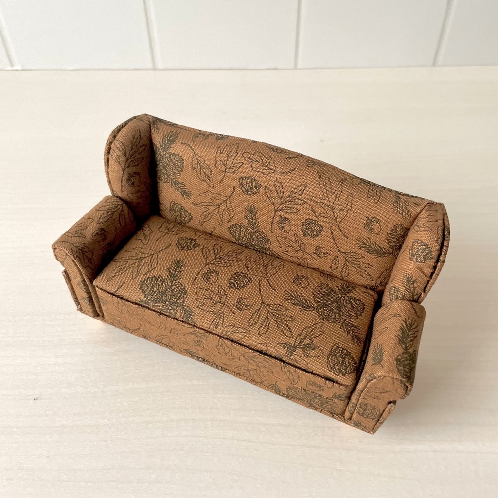 1/12 ソファ 2人掛け ブラウンフラワー
