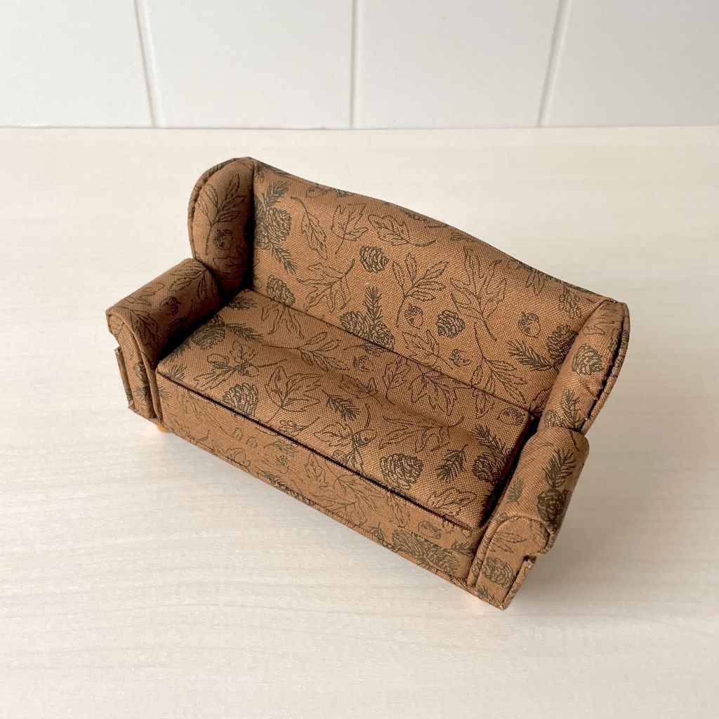 1/12 ソファ 2人掛け ブラウンフラワー