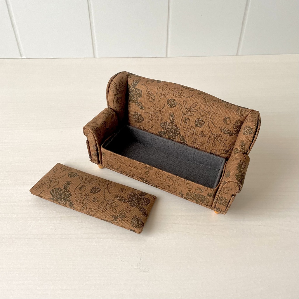 1/12 ソファ 2人掛け ブラウンフラワー