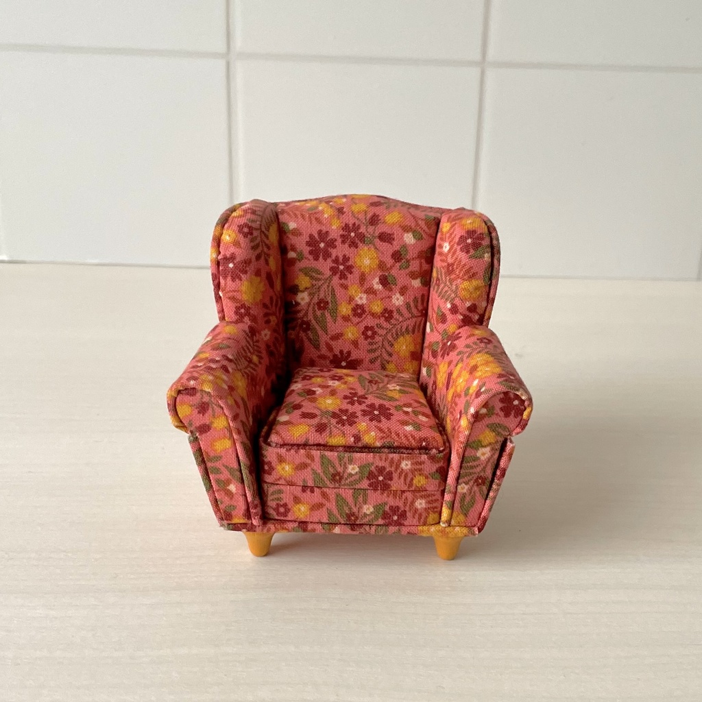 1/12 ソファ　1人掛け　オレンジ×ピンク