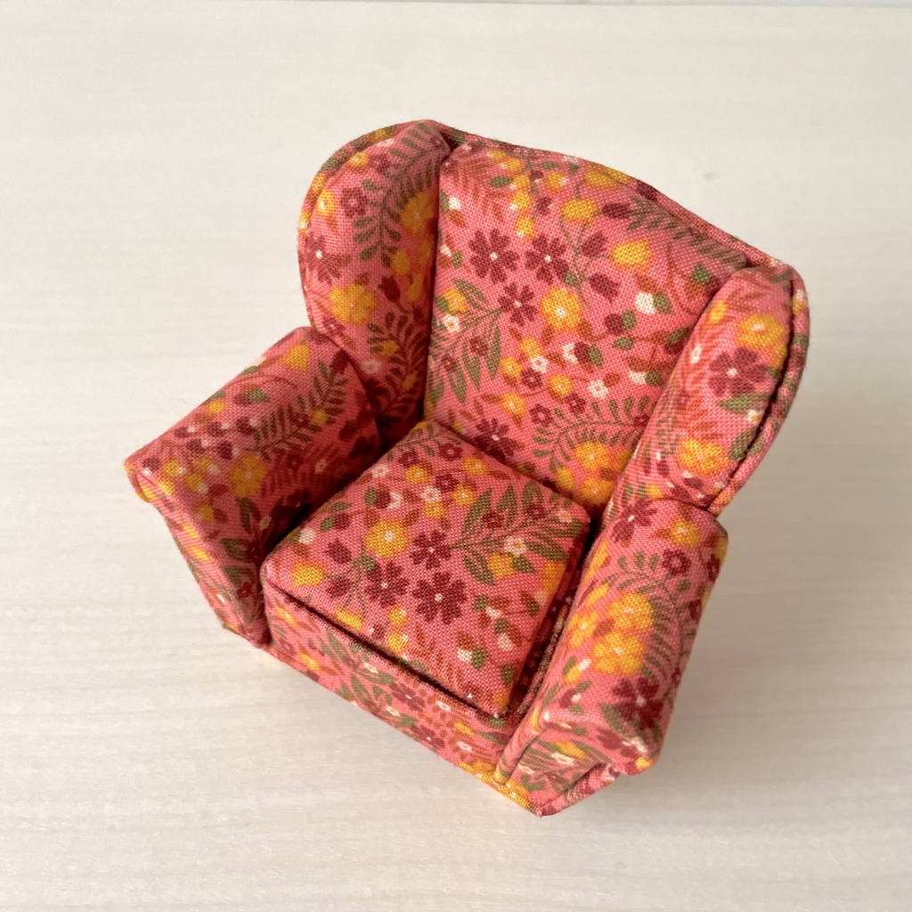 1/12 ソファ 1人掛け オレンジ×ピンク