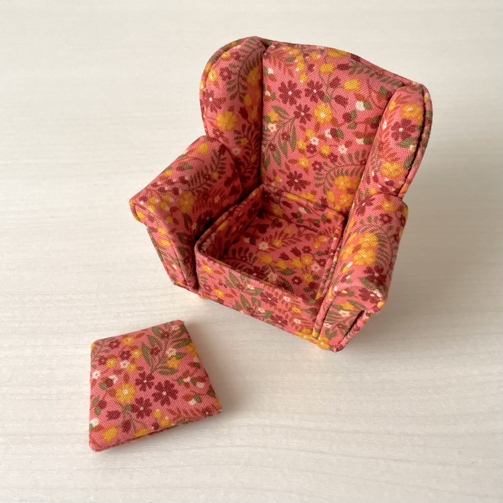 1/12 ソファ 1人掛け オレンジ×ピンク