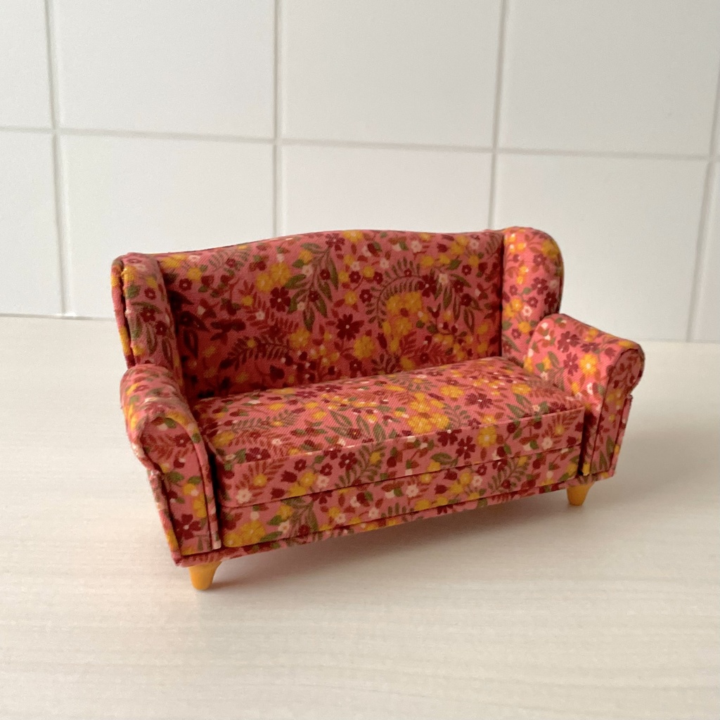 1/12 ソファ 2人掛け オレンジ×ピンク