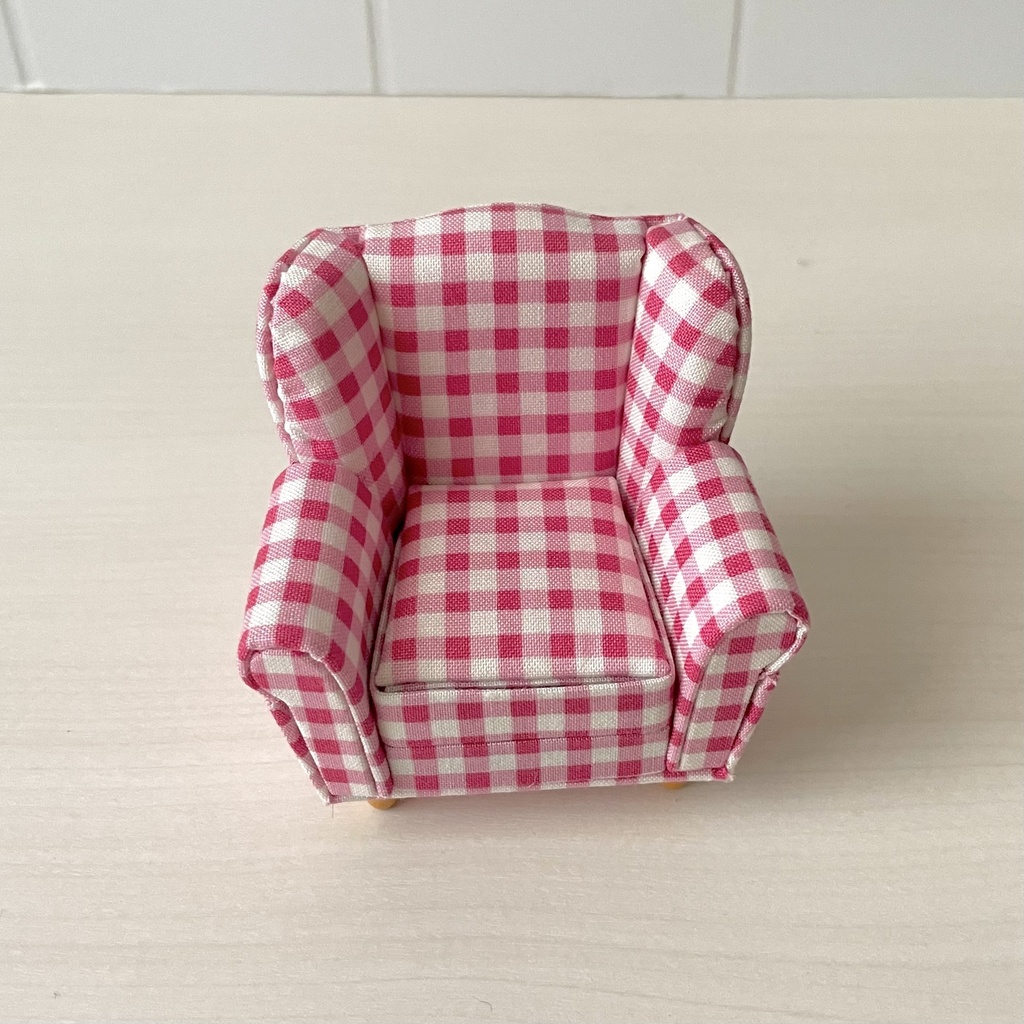 1/12 ソファ 1人掛け ピンクチェック