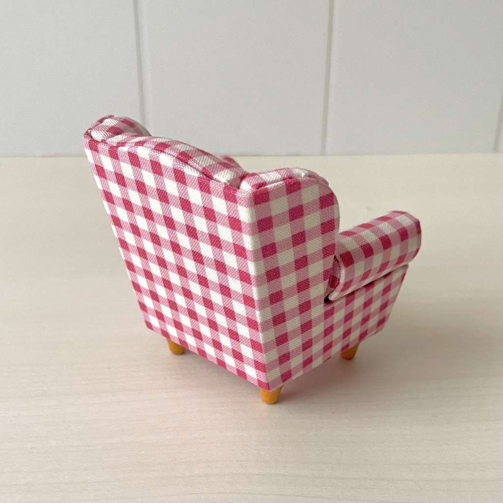 1/12 ソファ 1人掛け ピンクチェック