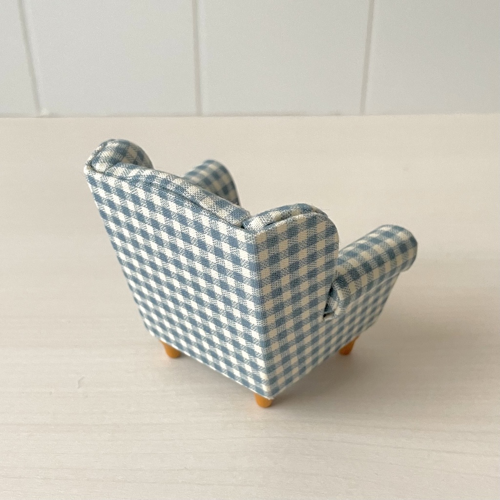 1/12 ソファ 1人掛け ギンガムチェック ライトブルー