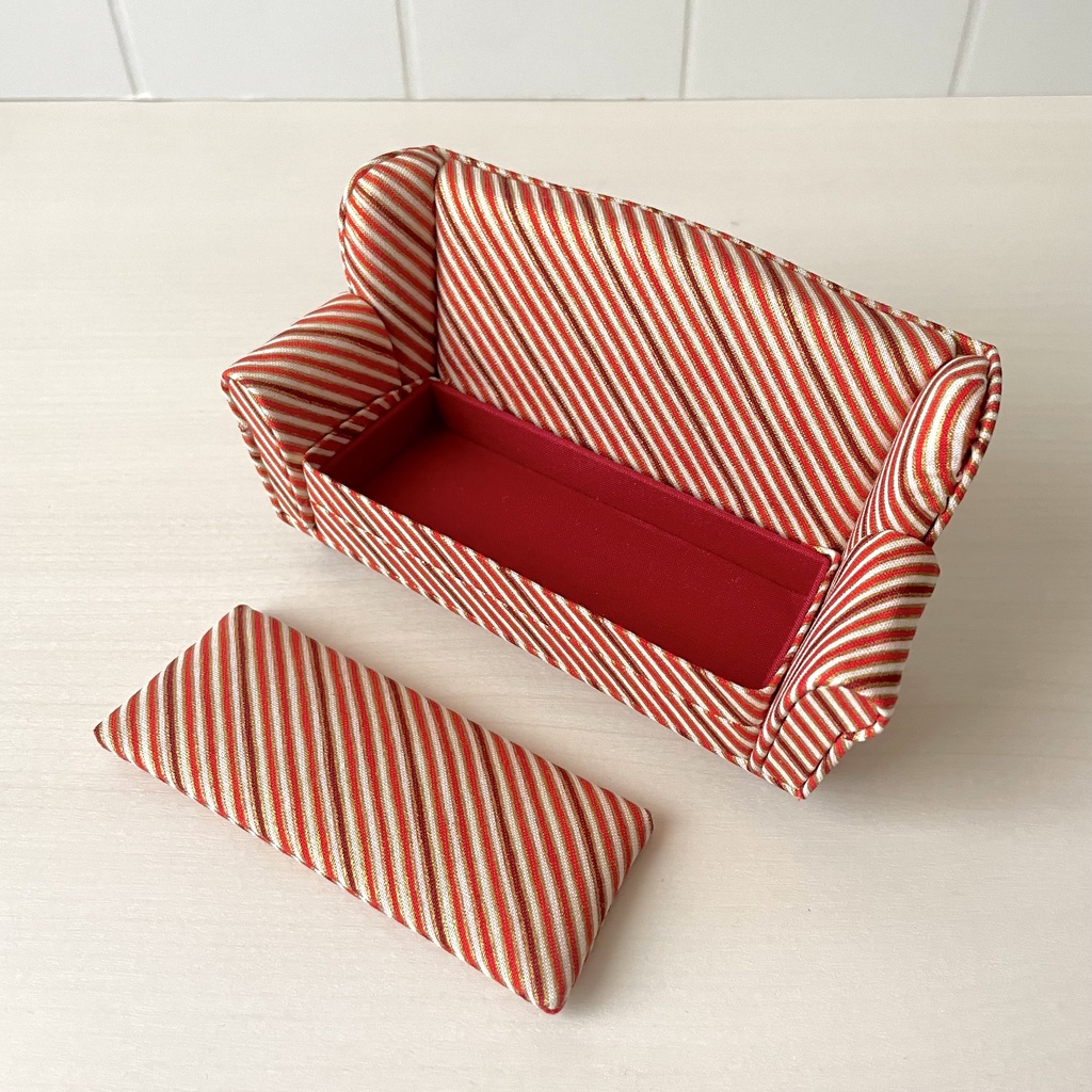 1/12 ソファ 2人掛け レッドストライプ