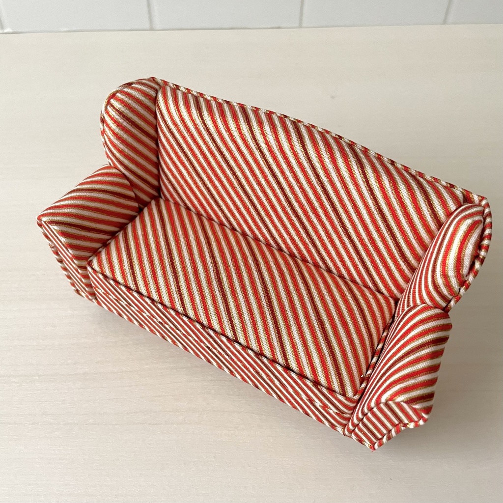 1/12 ソファ 2人掛け レッドストライプ