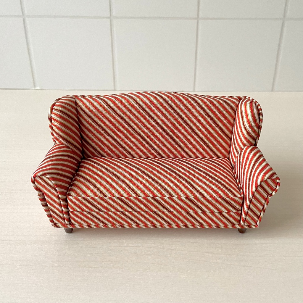 1/12 ソファ 2人掛け レッドストライプ