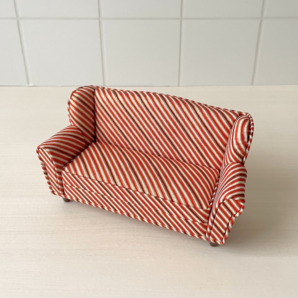 1/12 ソファ 2人掛け レッドストライプ