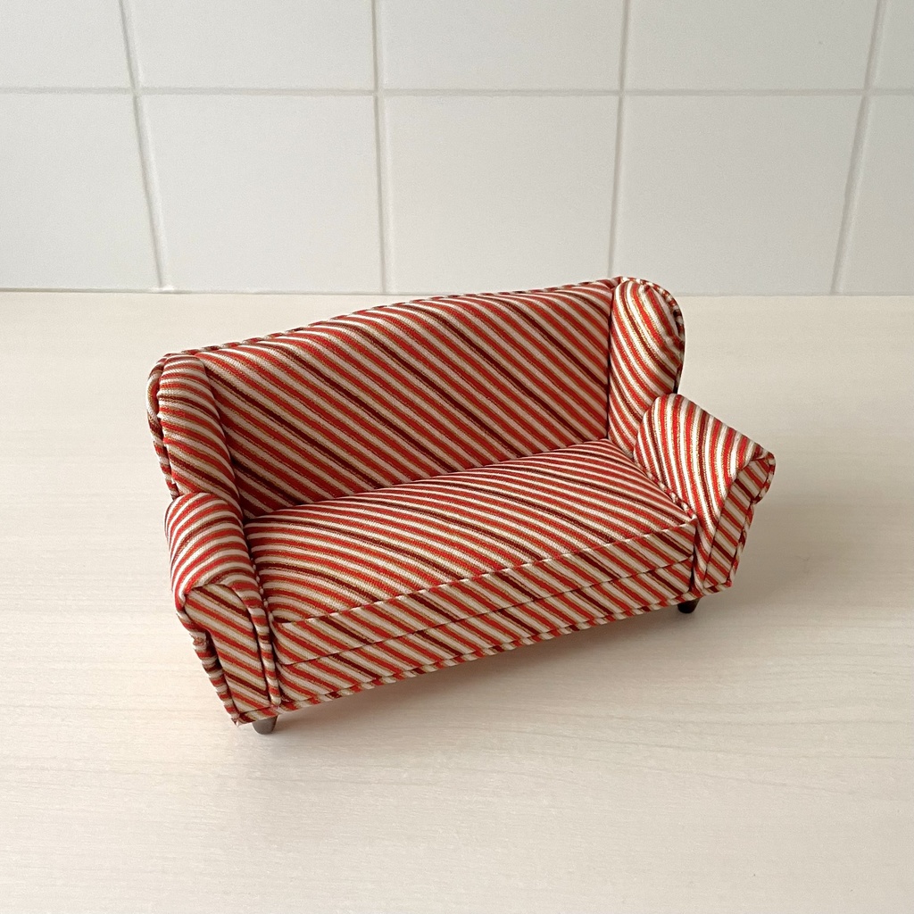 1/12 ソファ 2人掛け レッドストライプ