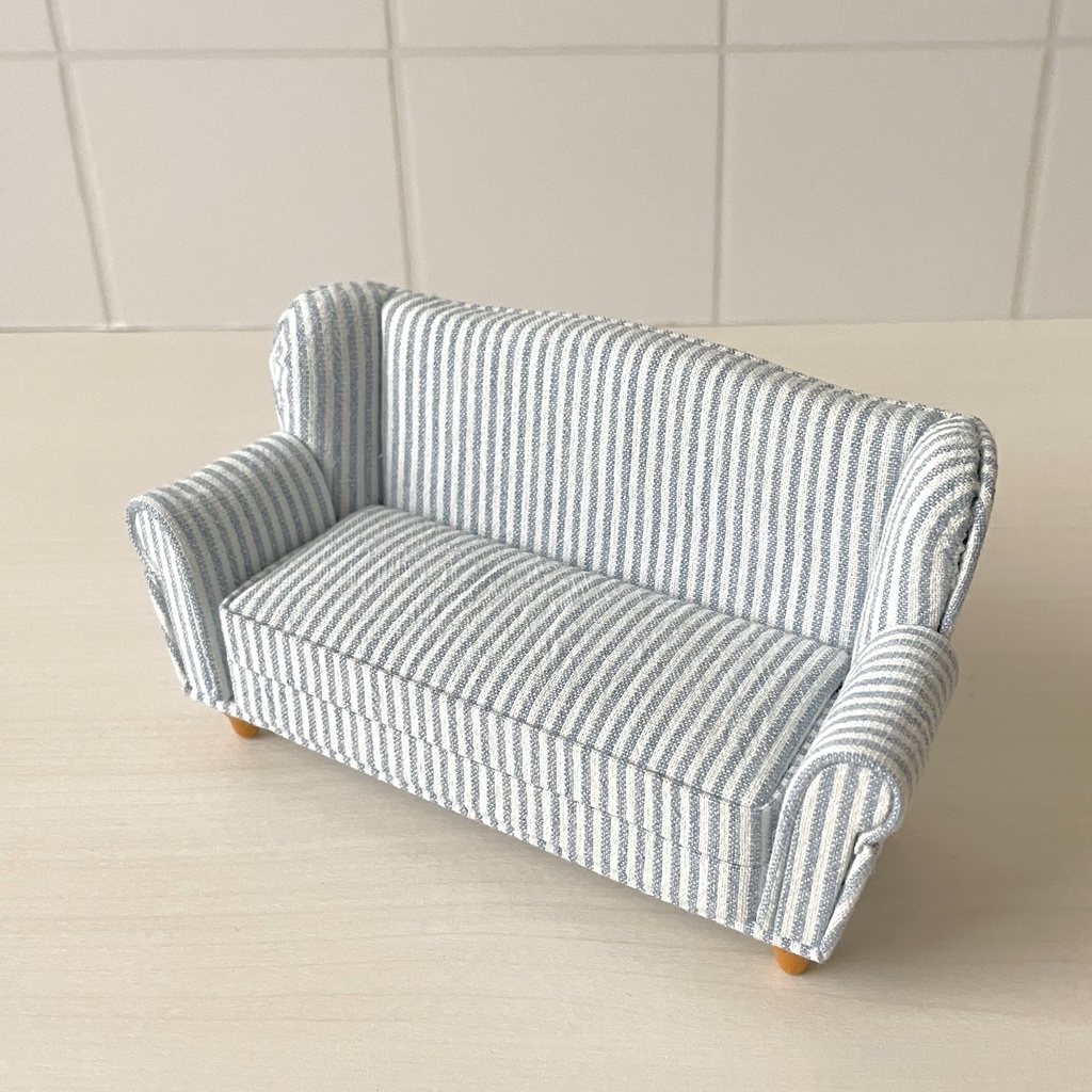 1/12 ソファ 2人掛け ブルーストライプ
