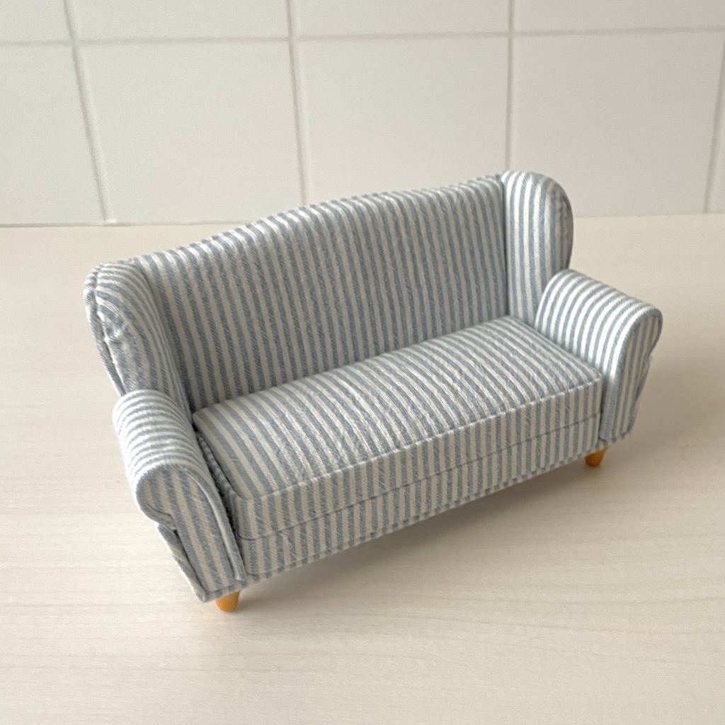 1/12 ソファ 2人掛け ブルーストライプ