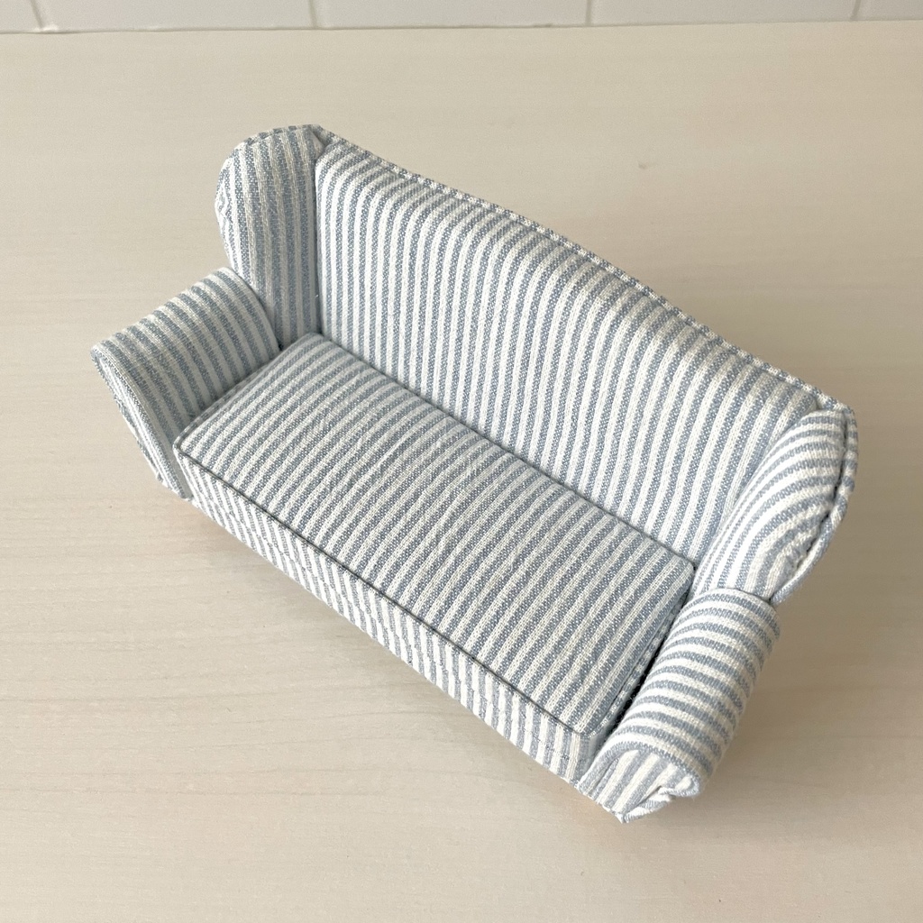 1/12 ソファ 2人掛け ブルーストライプ