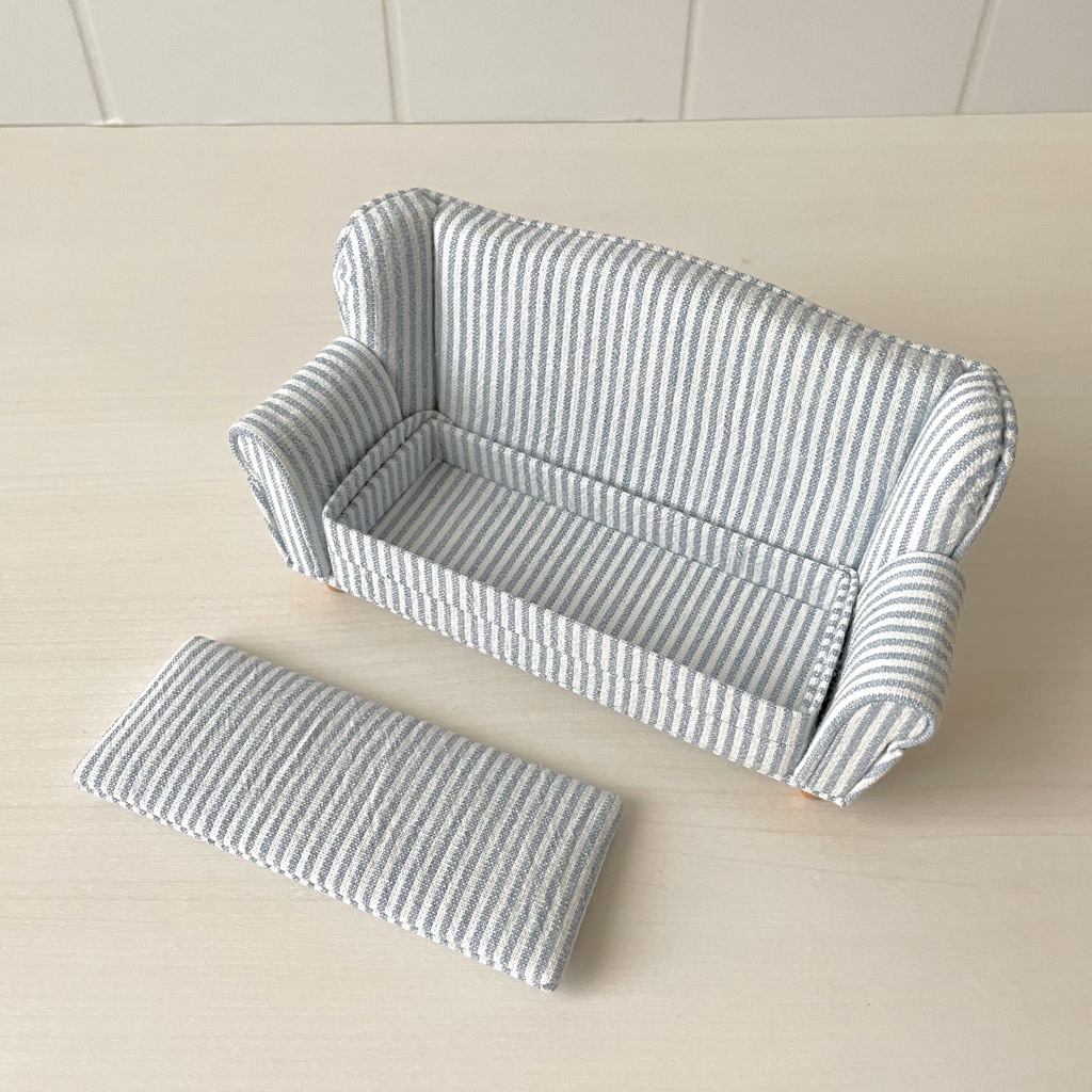 1/12 ソファ 2人掛け ブルーストライプ