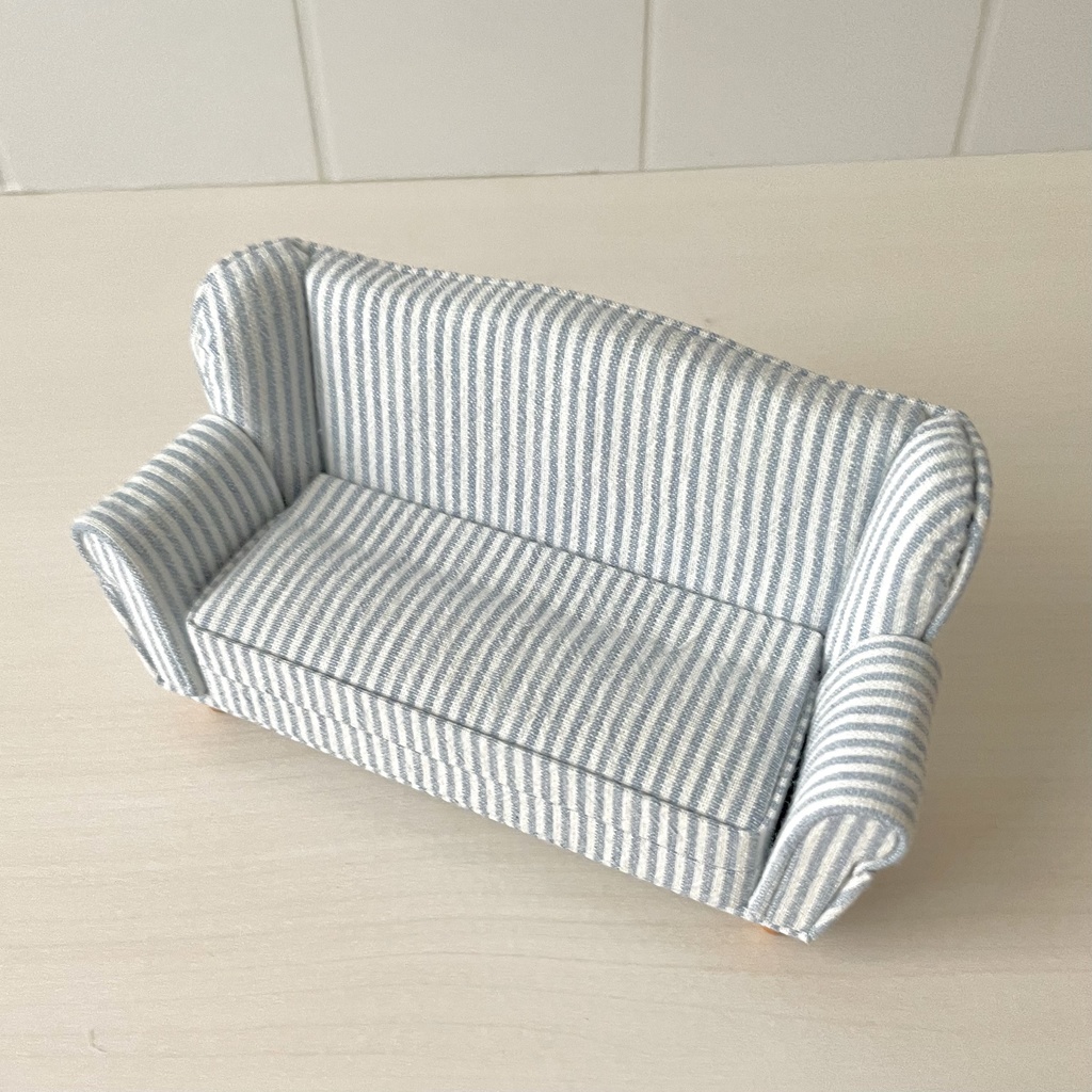 1/12 ソファ 2人掛け ブルーストライプ