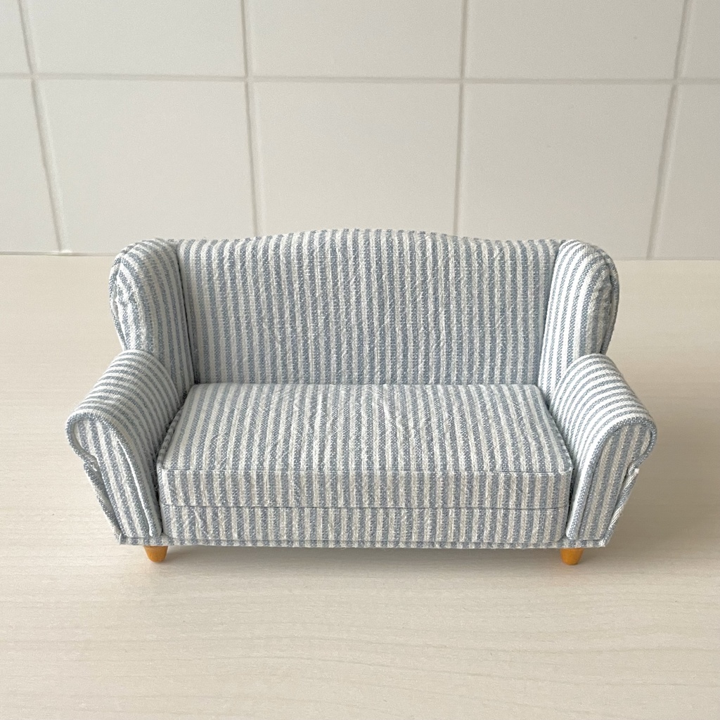 1/12 ソファ　2人掛け　ブルーストライプ
