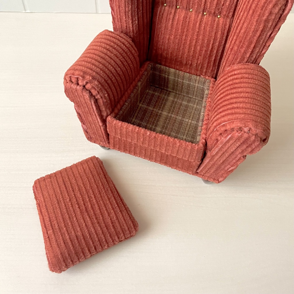 1/6ソファ クッション付き ブラウン