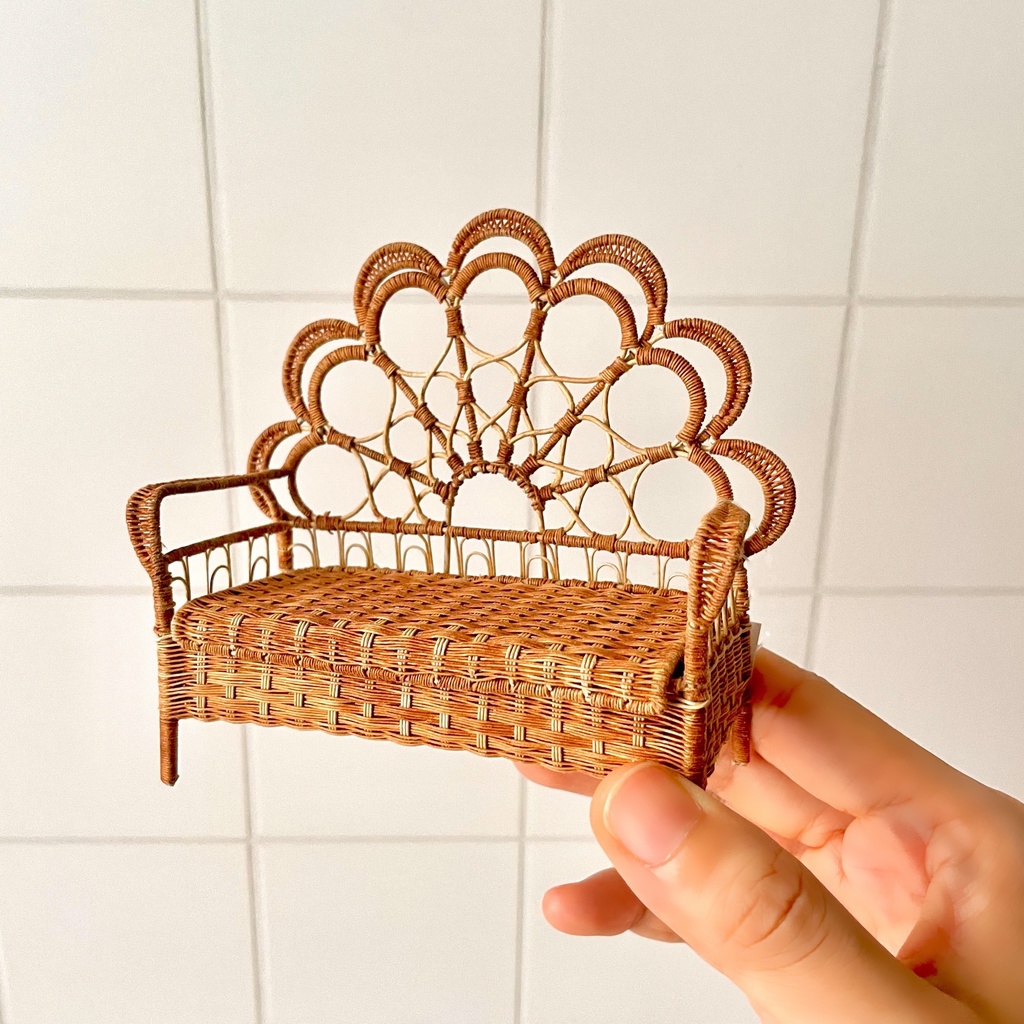 1/12 ラタンチェア　2人掛け　スカラップ