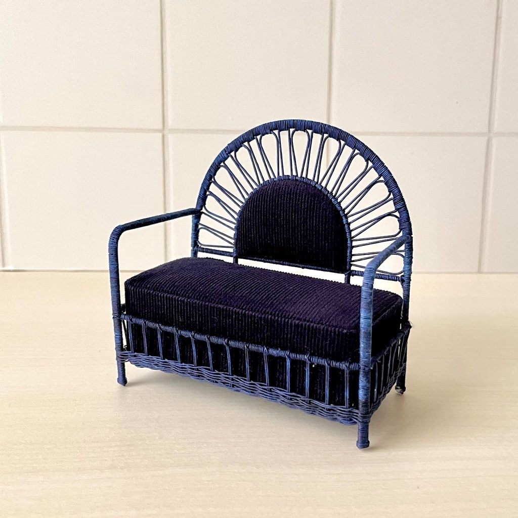 1/12 ラタンチェア 2人がけ ネイビー