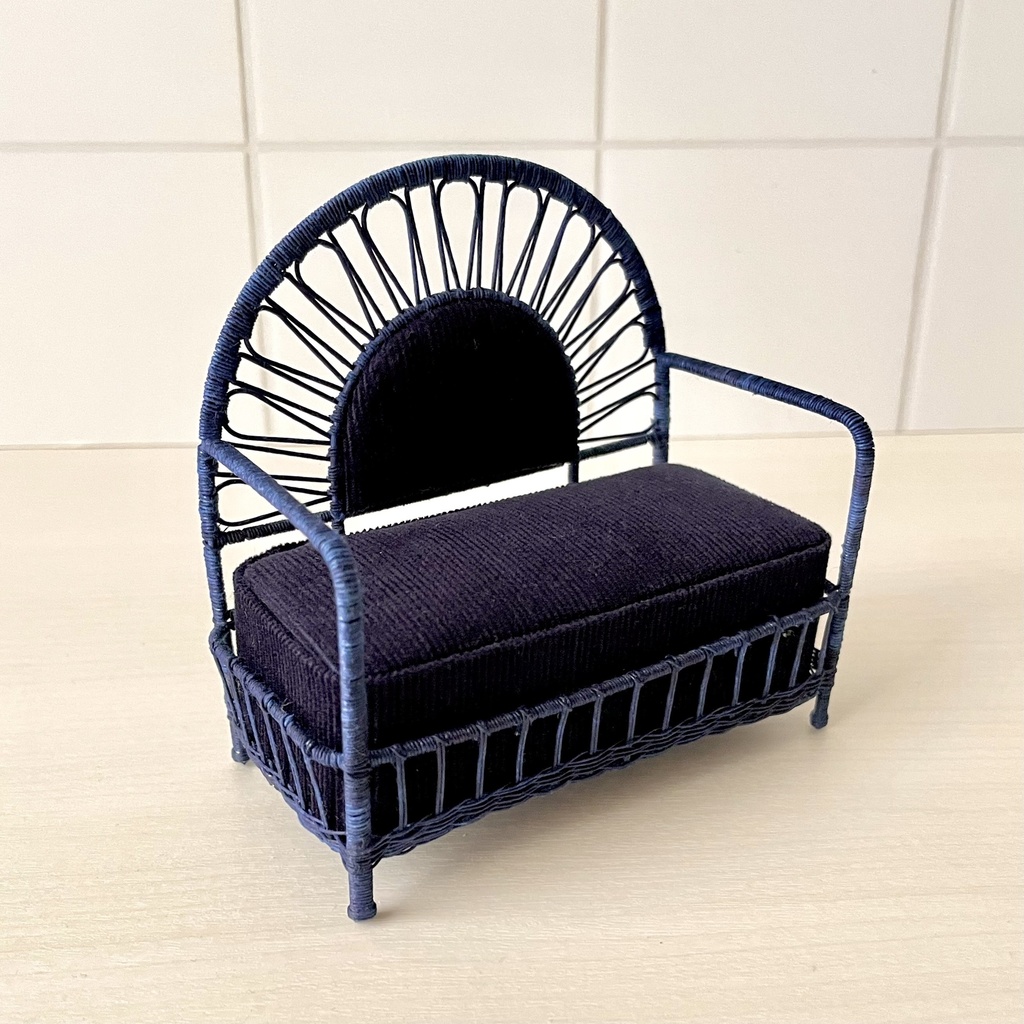1/12 ラタンチェア 2人がけ ネイビー