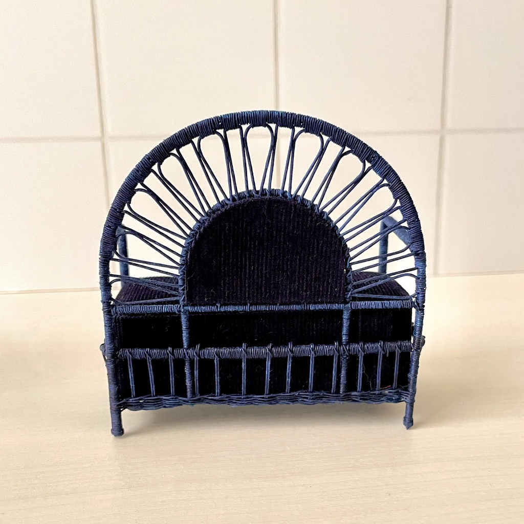 1/12 ラタンチェア 2人がけ ネイビー