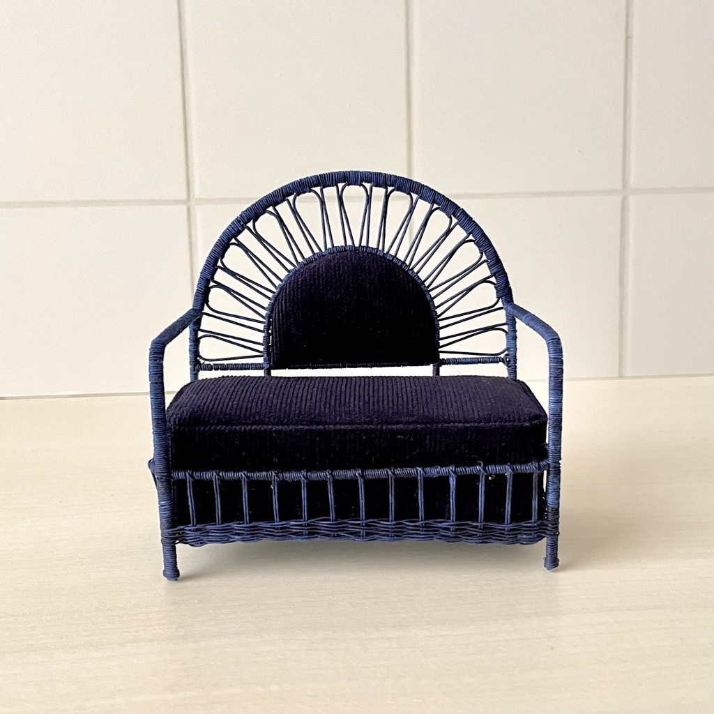 1/12 ラタンチェア 2人がけ ネイビー