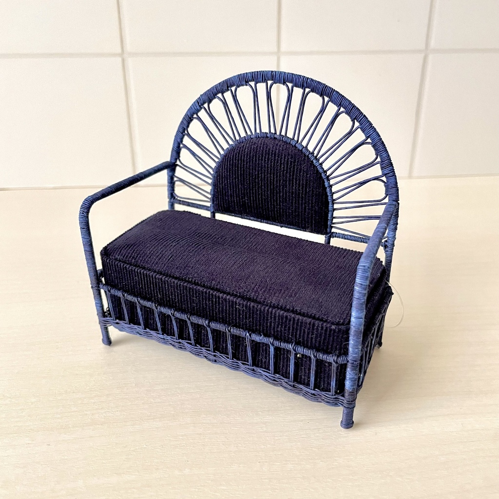 1/12 ラタンチェア 2人がけ ネイビー