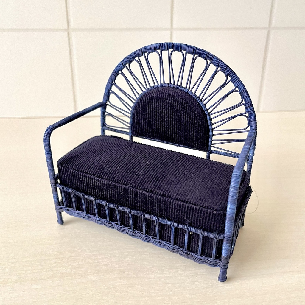 1/12 ラタンチェア 2人がけ ネイビー