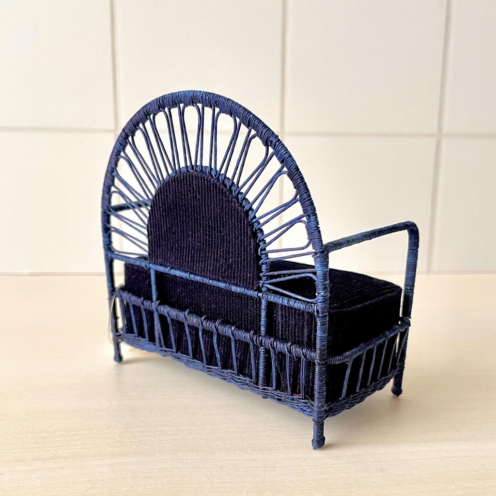 1/12 ラタンチェア 2人がけ ネイビー