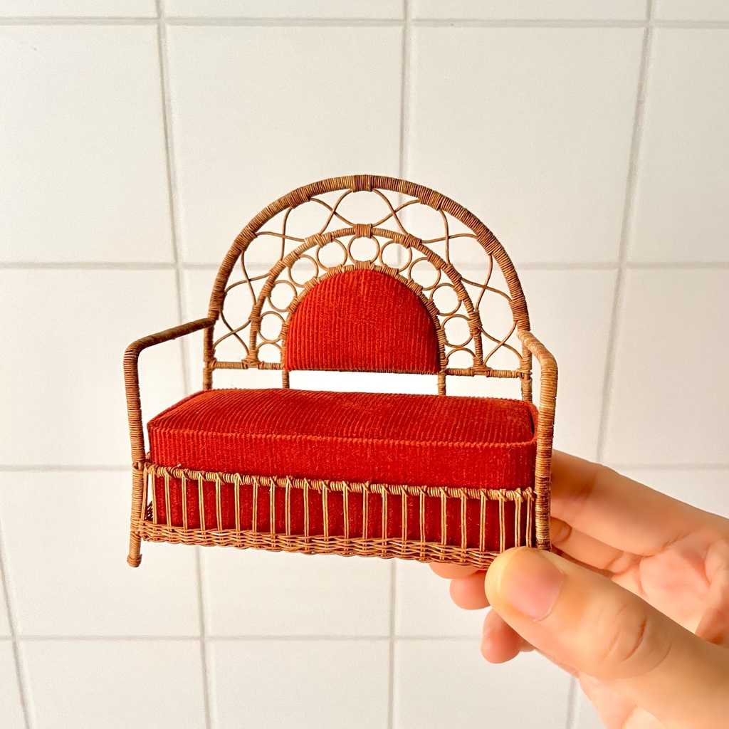 1/12 ラタンチェア 2人がけ テラコッタ