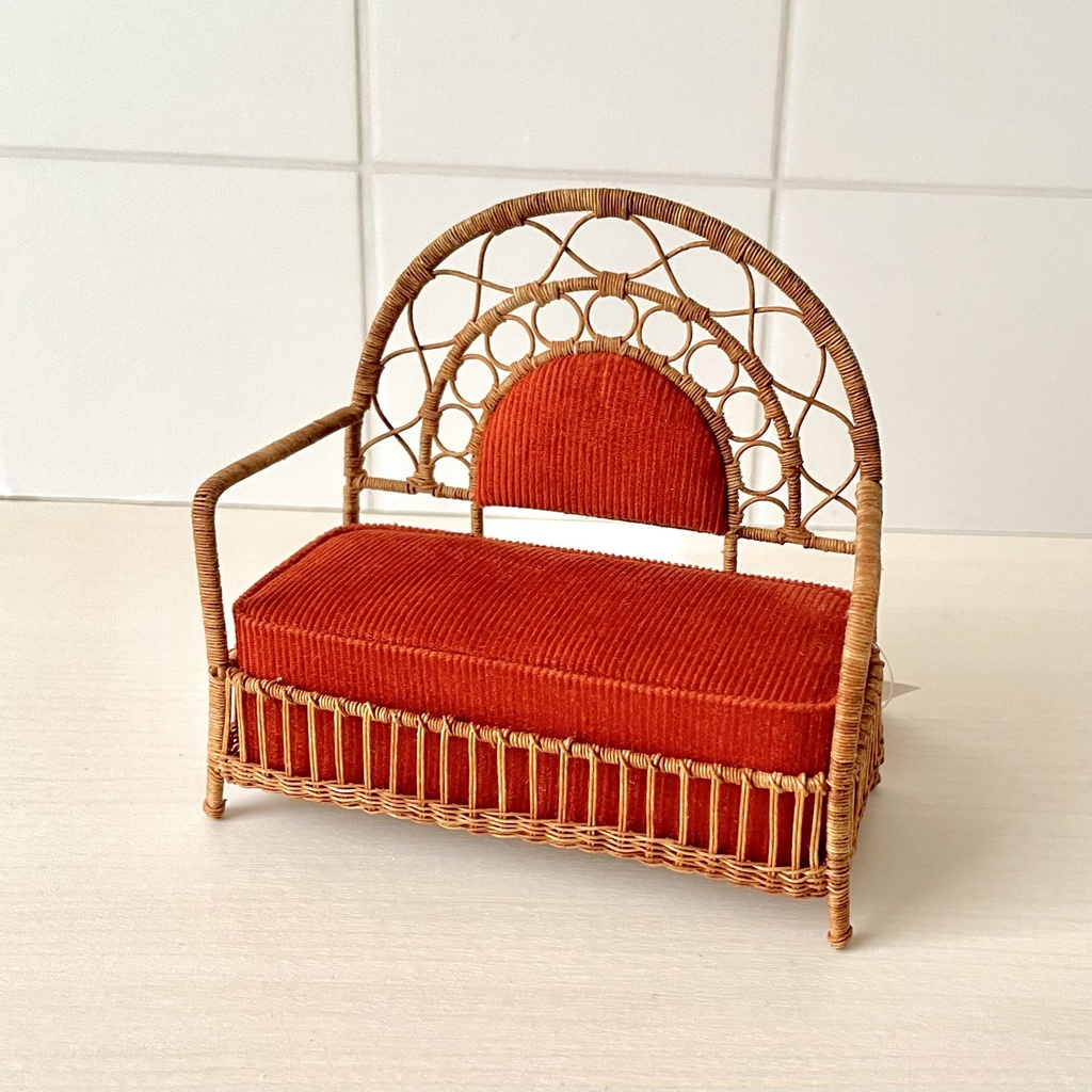 1/12 ラタンチェア 2人がけ テラコッタ