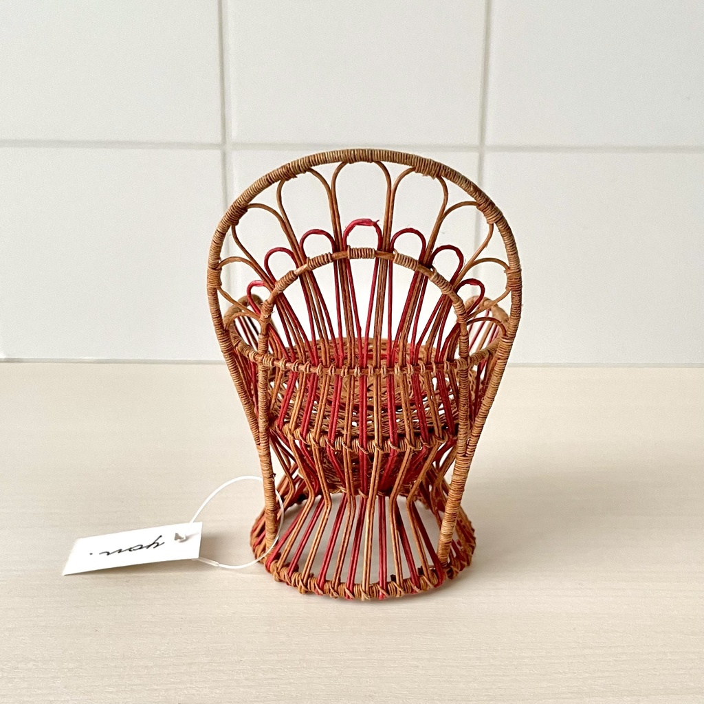 1/12 ラタンチェア 1人掛け ブラウン×レッド